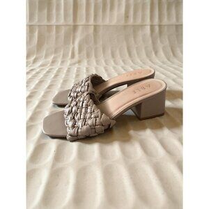 ABLE Beige Braided Leather Heels Sandals Size 9.5